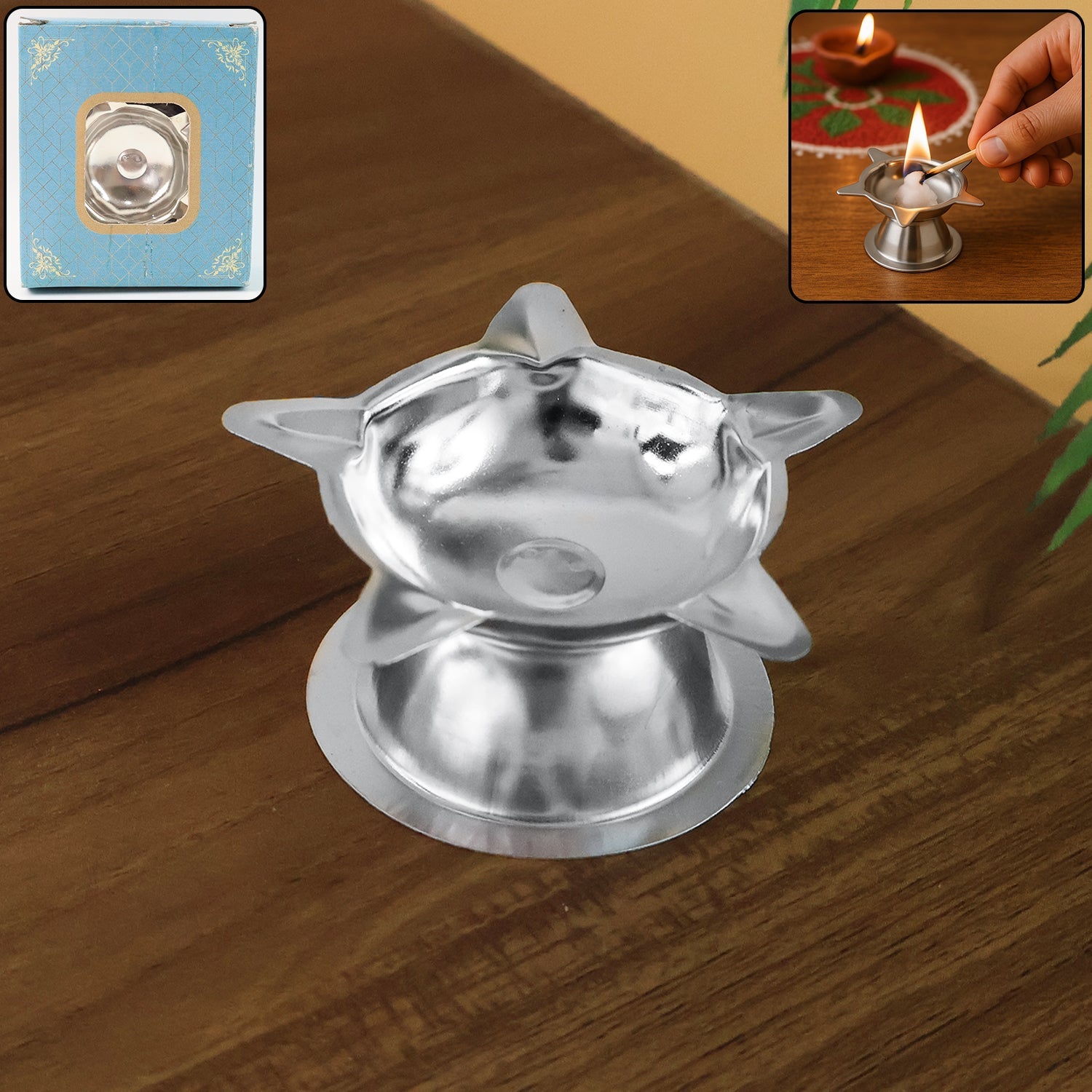 Lotus Design Stainless Steel Oil Lamp Lotus Design Stainless Steel Oil Lamp
